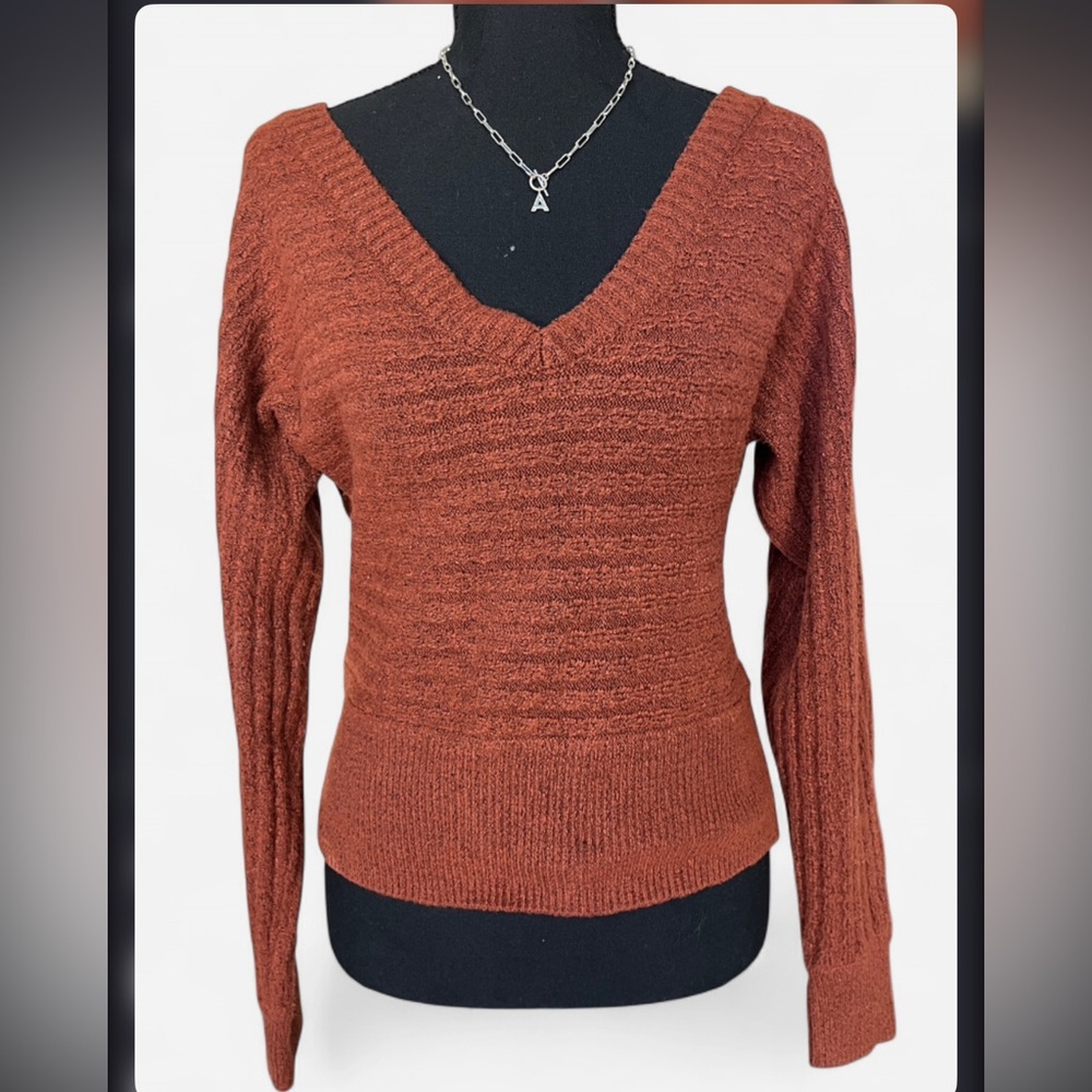 Pink Rose Small Off-the-Shoulder Burgundy Sweater